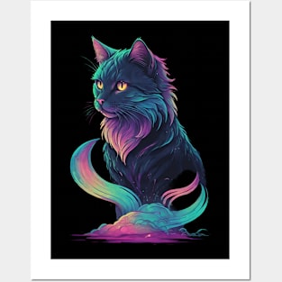 neon cat Posters and Art